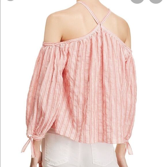 REBECCA TAYLOR STRIPED‎ OFFSHOULDER HALTER TOP SZ 6 - Picture 1 of 8